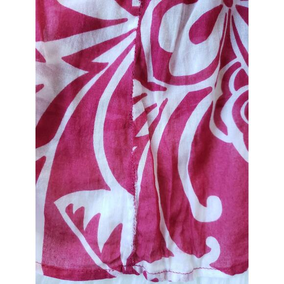 Theory Melka Blouse Hibiscus Tropical Pink Cotton Medium - Picture 11 of 12